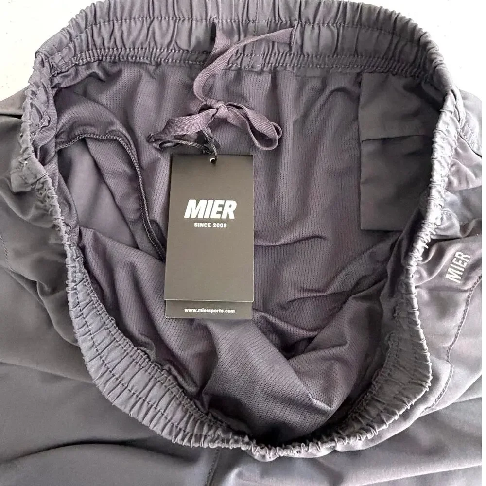 MIER men’s split lite pace shorts gray